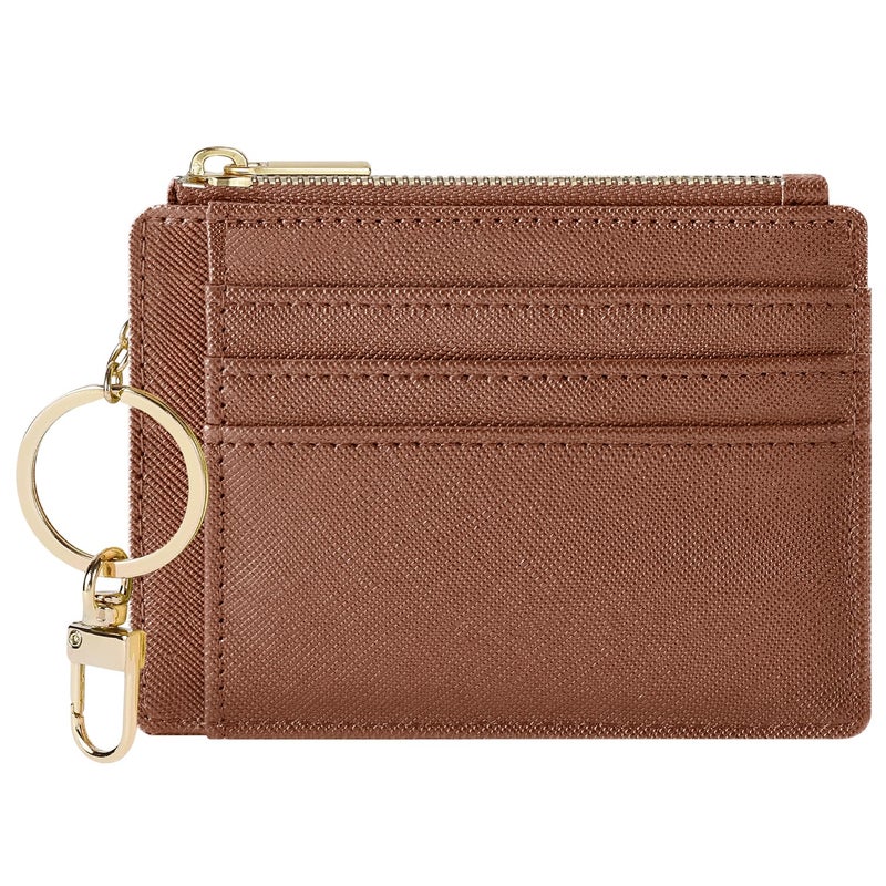 Sodsay Card Case Slim Front Pocket Wallet for Women Credit Card Holder with Keychain(CH Deep Brown) - Image 1